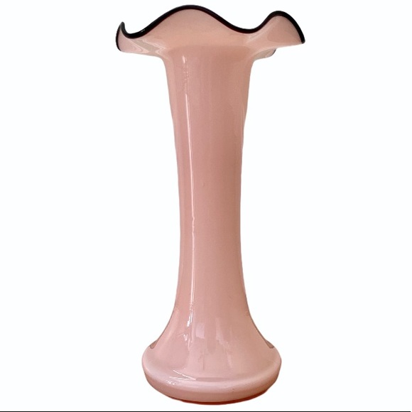 Vintage Czechoslovakia Signed 8” Ruffle Glass Vase - Picture 2 of 8